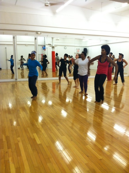 Marjani Forte and Nia Love leading a class. 